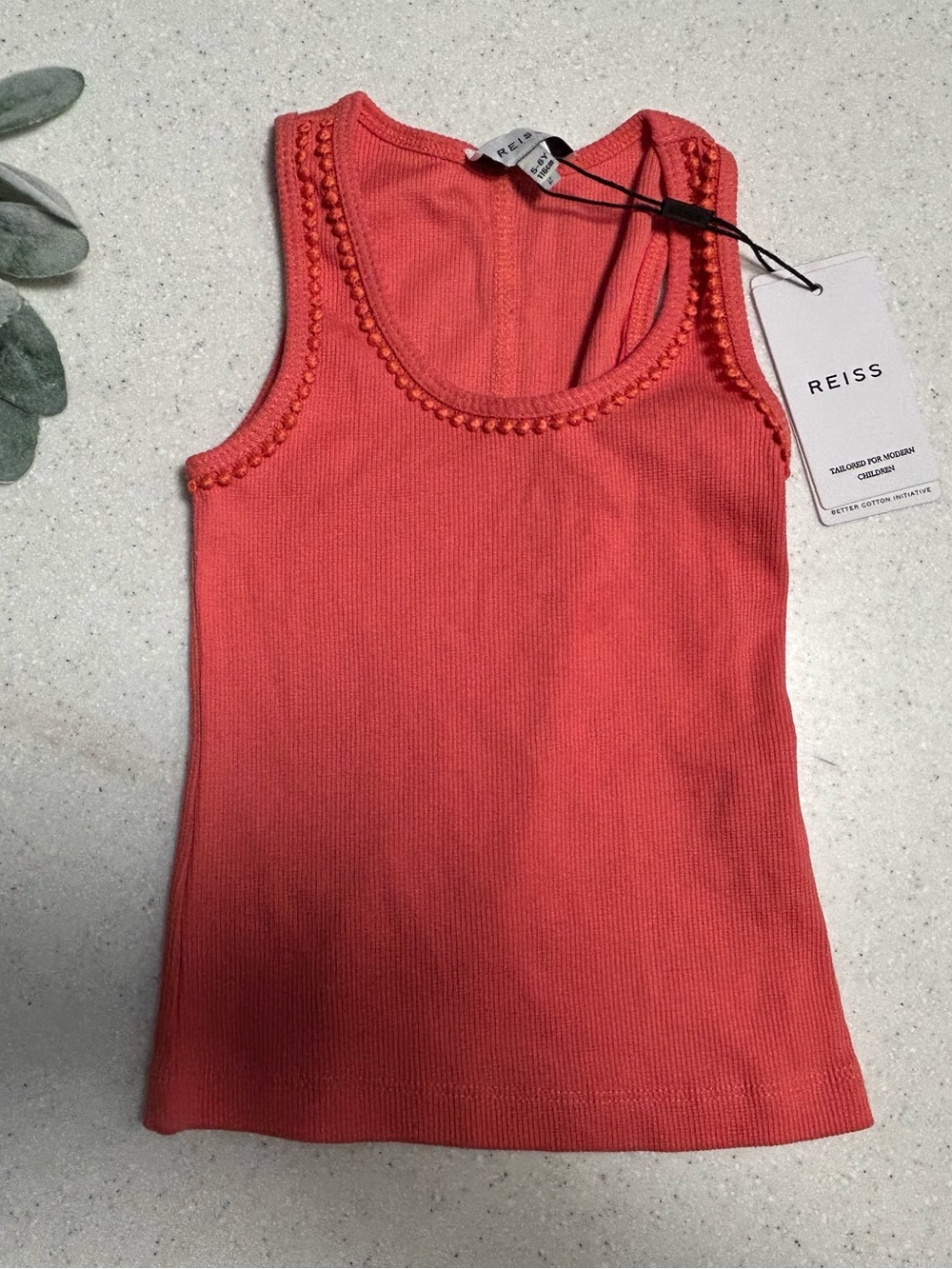 NWT Reiss Girls 5-6Y Coral Orange Sleeveless Tank Top